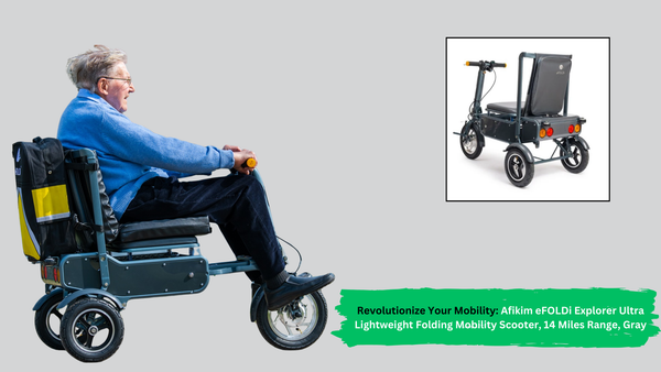 Revolutionize Your Mobility: Afikim eFOLDi Explorer Ultra Lightweight Folding Mobility Scooter, 14 Miles Range, Gray