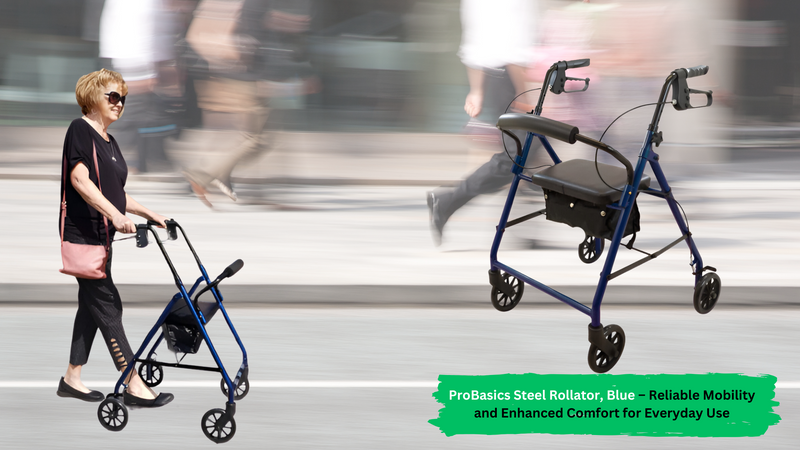 ProBasics Steel Rollator, Blue – Reliable Mobility and Enhanced Comfort for Everyday Use