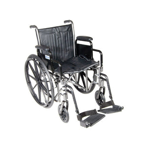 Drive Medical Dual Axle Economy Wheelchair, 20 Inches with Removable Desk Arms and Elevating Leg Rests