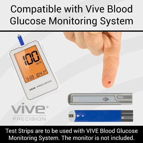 Vive Health Blood Glucose Test Strips, 100 Count