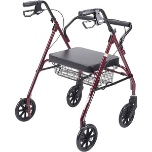 Drive Medical Rollator Oversize with Loop Basket, Bariatric Steel, Red Hover