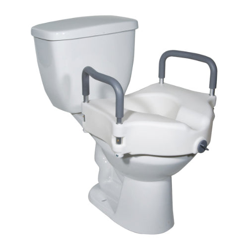 Drive Medical Raised Toilet Seat With Lock and Padded Removable Arms