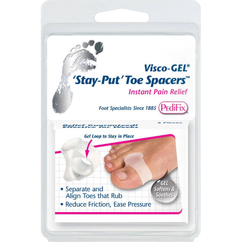 Pedifix Visco-GEL Stay-Put Toe Spacers, Large, Pack of 2