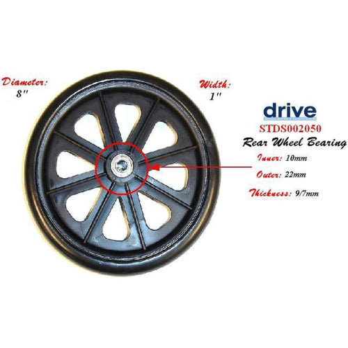 Drive Medical Caster Rear Wheel for Model 11053A/B Rollators, 8 Inches, Each