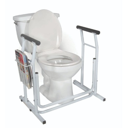 Drive Medical Toilet/Commode Safety Rail with Magazine Holder, Padded Handles and Slip-Resistant Feet, Case of 2