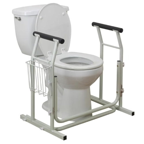 Drive Medical Toilet/Commode Safety Rail with Magazine Holder, Padded Handles and Slip-Resistant Feet, Case of 2