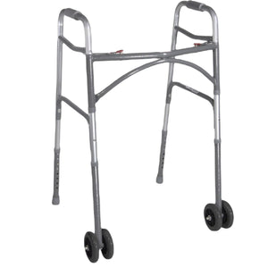 Drive Medical Two Button Bariatric Folding Walker with Wheels, Adult Hover