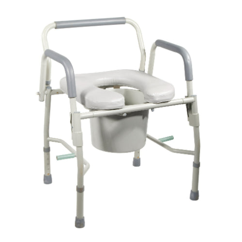 Drive Medical Commode Drop-Arm KD with Padded Open-Front Seat Comfortable and Durable. Moovkart