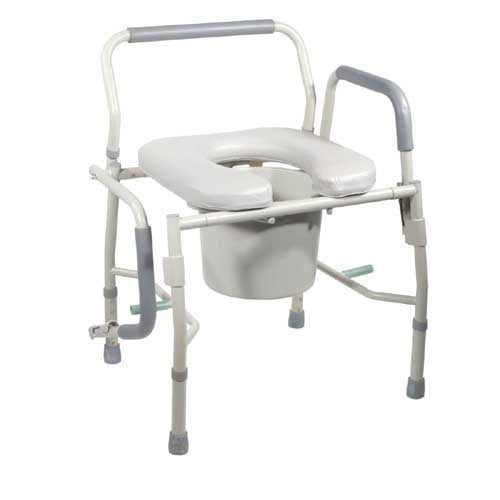 Drive Medical Commode Drop-Arm KD with Padded Open-Front Seat Tool-Free