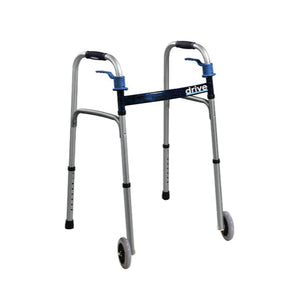 Drive Medical Trigger Release Folding Walker with 5 Inches Wheels, Adult