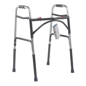 Fabrication Enterprises Easy-Release 2-Button Folding Walker, Youth, Without Wheels Hover