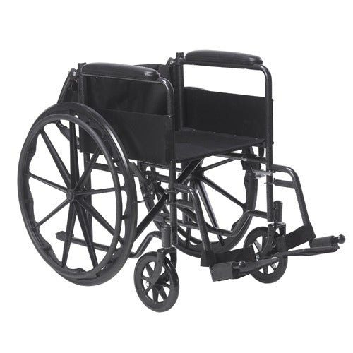 Drive Medical Wheelchair, 18 Inches Seat Width with Fixed Full Arms and Swing away Detachable Footrests