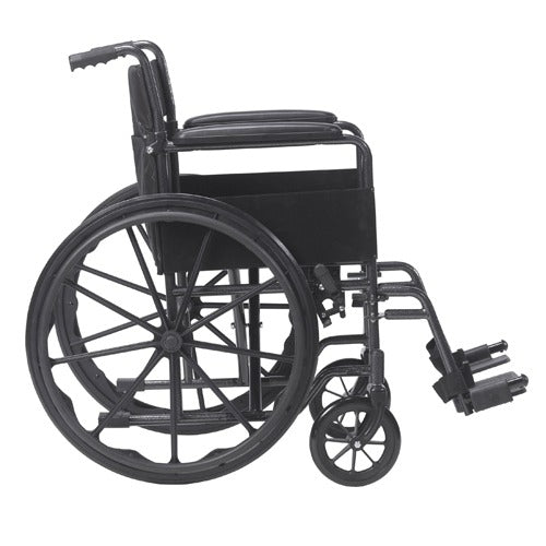 Drive Medical Wheelchair, 18 Inches Seat Width with Fixed Full Arms and Swing away Detachable Footrests