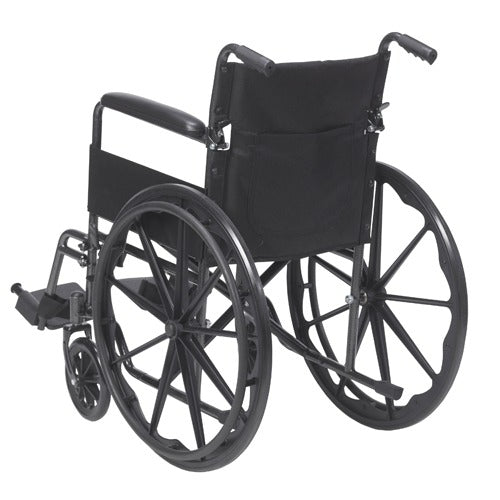 Drive Medical Wheelchair, 18 Inches Seat Width with Fixed Full Arms and Swing away Detachable Footrests