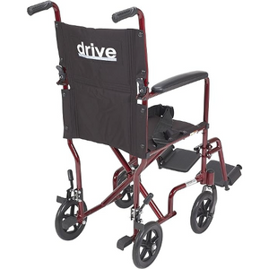 Drive Medical Lightweight Transport Wheelchair, Red, 19 Inches Seat Width Hover