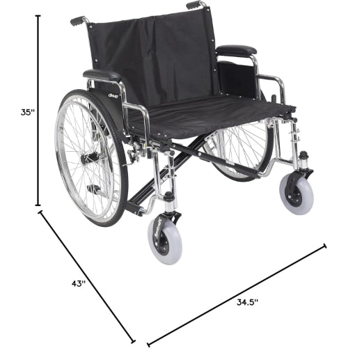 Drive Medical Sentra Heavy Duty Extra Wide Wheelchair with Detachable Desk Arm, 26 Inches