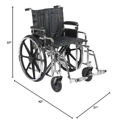 Drive Medical Bariatric Wheelchair with Removable Desk Arms and Elevated Legrests