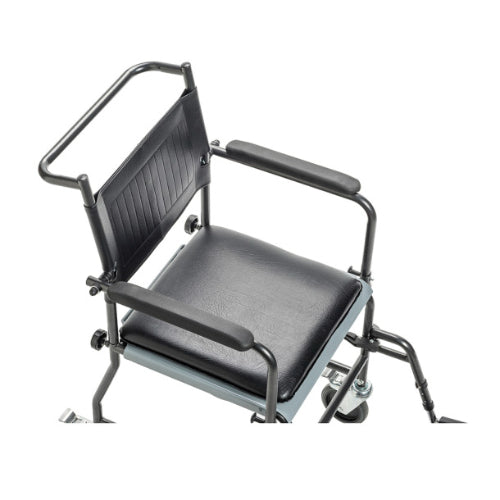 Drive Medical Transport Wheelchair with Drop-Arm Open Commode