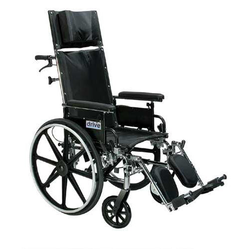 Drive Medical Viper Plus Reclining Wheelchair with padded arms and nylon upholstery, Moovkart