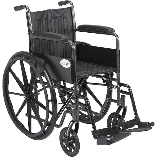 Drive Medical Silver Sport 2 Wheelchair with Fixed Arms and Elevating Leg Rests, 18 Inches Seat