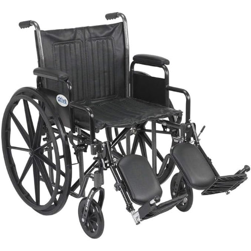 Drive Medical Silver Sport 2 Wheelchair with Fixed Arms and Elevating Leg Rests, 18 Inches Seat