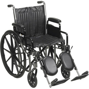 Drive Medical Economy Wheelchair, Removable Desk Arms, 20 Inches, With Elevating Leg Rests, Dual Axle, K1/K2