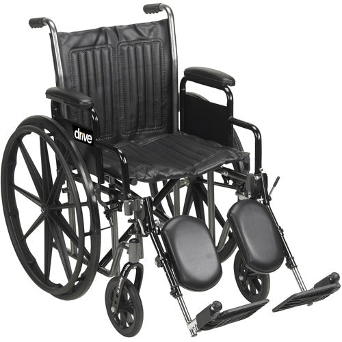 Drive Medical Economy Wheelchair, 20 Inches, with removable desk arms, elevating leg rests, and dual axle K1/K2.