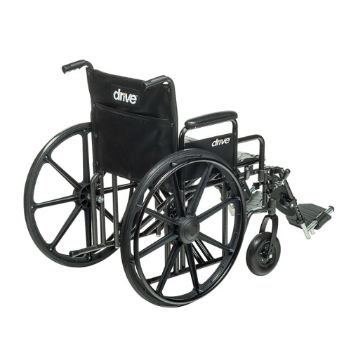 Drive Medical Economy Wheelchair with Removable Full Arms and Swing-Away Footrests, 20 Inches Seat Width