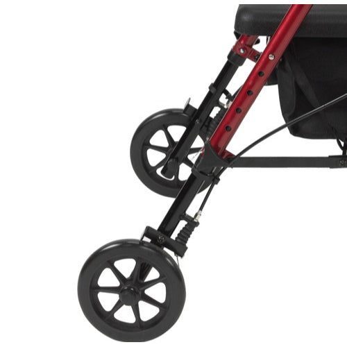 Drive Medical Rollator Aluminum with Adjustable Seat Height, Red