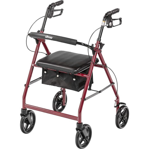 Drive Medical Rollator 4-Wheels with Pouch and Padded Seat, Red, 2 Pack