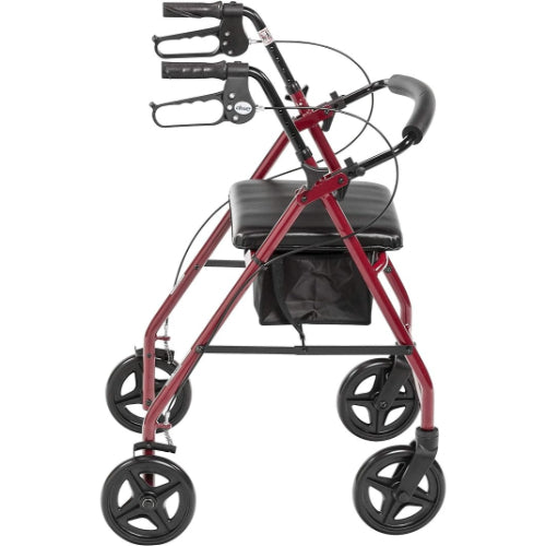 Drive Medical Rollator 4-Wheels with Pouch and Padded Seat, Red, 2 Pack