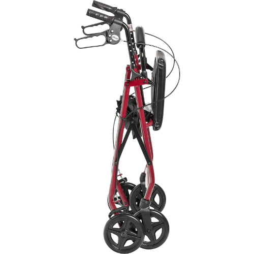 Drive Medical Rollator 4-Wheels with Pouch and Padded Seat, Red, 2 Pack