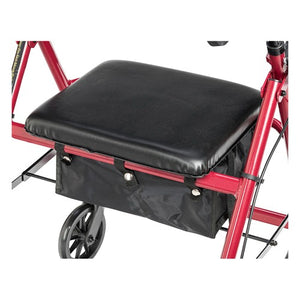 Drive Medical Aluminum Rollator Four Wheel with Pouch and Padded Seat, Red Hover