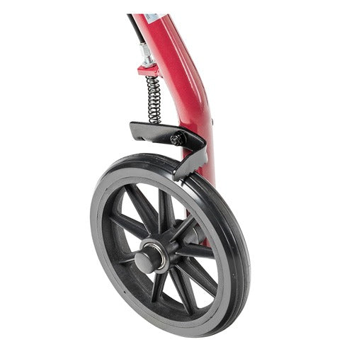 Drive Medical Aluminum Rollator Four Wheel with Pouch and Padded Seat, Red