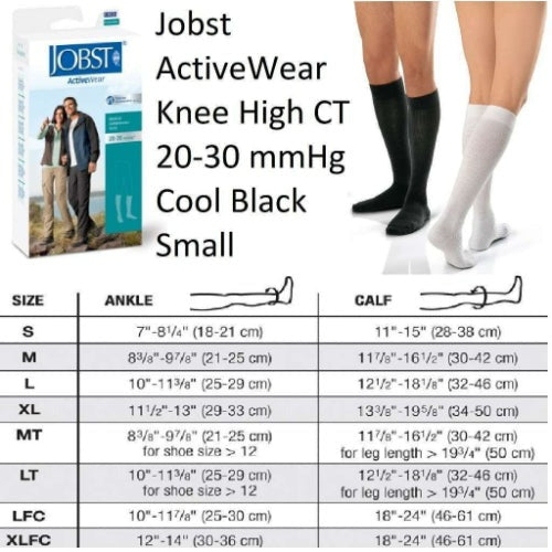 Jobst ActiveWear 20-30 mmHg Knee-High Socks, White, Medium