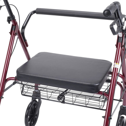 Drive Medical Heavy Duty Bariatric Rollator Walker with Large Padded Seat, Red