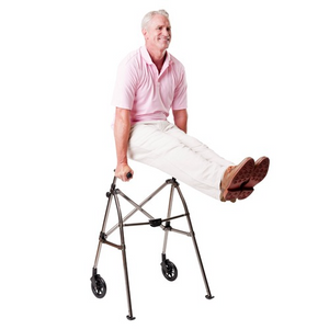 Stander Two Wheel, EZ Fold-N-Go Walker for Seniors, Lightweight, Black Walnut Hover