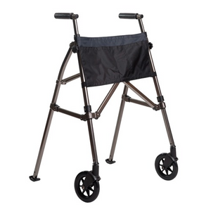 Stander Two Wheel, EZ Fold-N-Go Walker for Seniors, Lightweight, Black Walnut