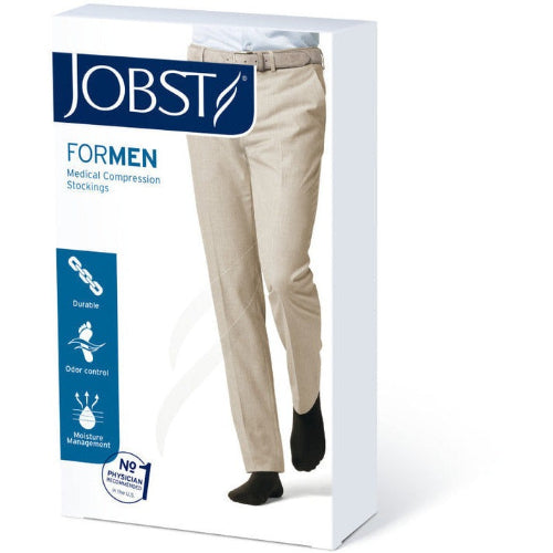 Jobst For Men 20-30 mmHg Knee-High Compression Stockings, Black, Large, Pair