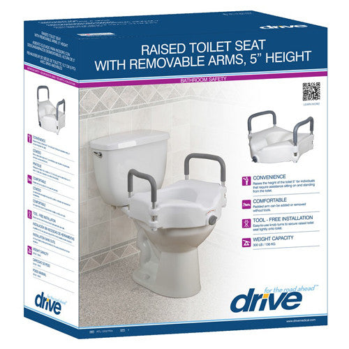 Drive Medical 2-in-1 Locking Raised Toilet Seat with Tool-free Removable Arms