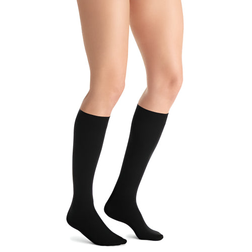 Jobst Opaque Knee High Compression Stockings, 20-30 mmHg, Black, Large Full Calf, Graduated Support for Circulation Relief. Moovkart