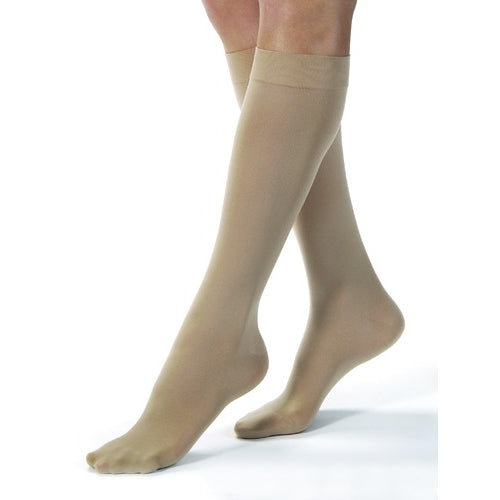 Jobst Opaque 15-20 mmHg Knee High Compression Stockings, Silky Beige, X- Large, provide relief from swelling and leg fatigue, Moovkart.