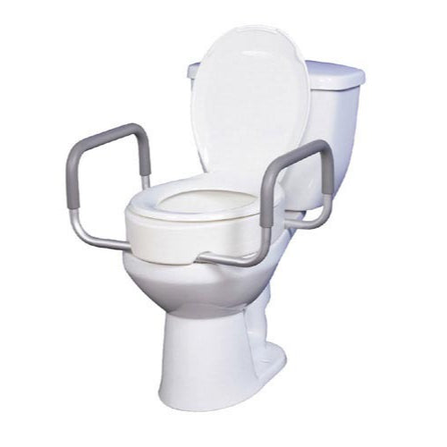 Drive Medical Elevated Toilet Seat with Arms for Elongated Toilets