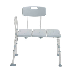 Drive Medical Transfer Bench with Backrest, 3-Section Plastic Design, Gray