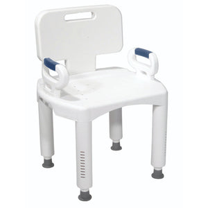 Drive Medical Bath Bench Premium Series with Back and Arms Hover