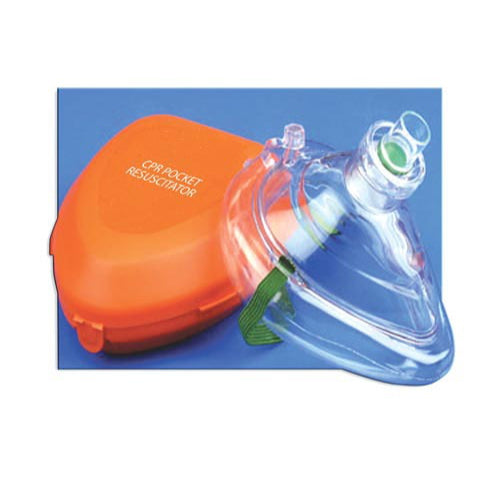 Novamedic CPR Pocket Mask with O2 inlet, one-way valve, filter, head strap, gloves, and hard case for easy portability, Moovkart.