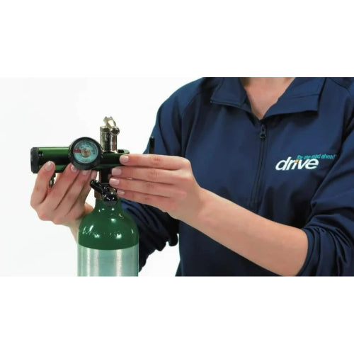 Drive Medical Oxygen Tank Regulator for D/E Cylinders, 0-8 LPM, Green