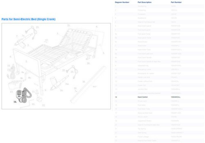 Drive Medical Hand Control For #1802B Semi Electric Bed Quick Release ...