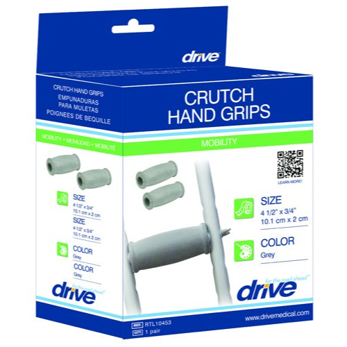 Drive Medical Crutch Grips, Closed Style, Gray