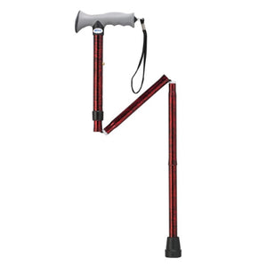 Drive Medical Folding Cane with Gel Hand Grip, Red Crackle